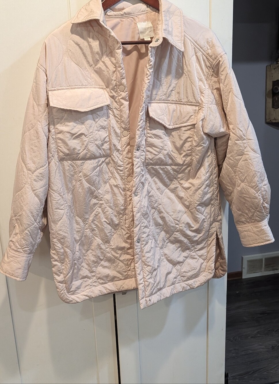 H&M Light Pink Quilted Shirt Jacket - Women's